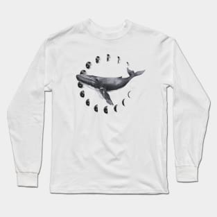 Watercolor Whale Moon Long Sleeve T-Shirt